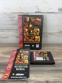 WWF RAW [Sega Genesis, 1994] COMPLETE w/ Case & Manual TESTED Raw Is War CIB VTG