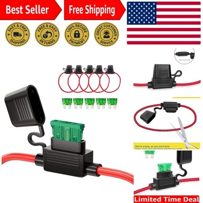 12 AWG Inline Fuse Holder & ATC Blade Fuses, 5 Pack for Superior Protection - Image 1 of 4