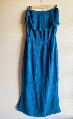 Maxi Vestido Michael Stars Tara Tubo Gasa Azul Sin Tirantes XL $158 Foto 1 de 4