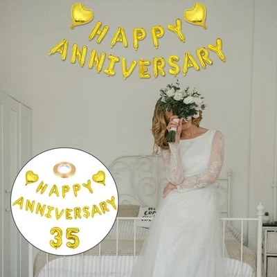  Balloons for Wedding Anniversary Aluminium Film Decoration Happy - Image 1 of 4