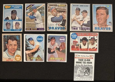 Lote de tarjetas de béisbol 1965-69 Topps (10) Hank Aaron, Rose, Gibson, etc. (Bajo grado) Foto 1 de 4