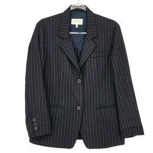 Mijeong Park Women's XS Oversized Pinstripe Navy Blue Jacket Blazer Go-See - Picture 1 of 4