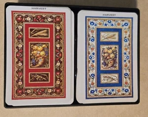 KEM Harvest 5/73 Red & Blue Floral Playing Cards & Plastic Case - Picture 1 of 3