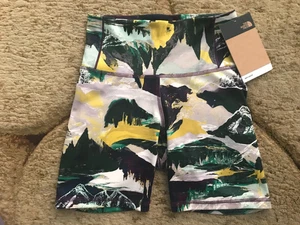 THE NORTH FACE Anti-Odor 14" Long Tight Shorts Woman Size XS Mountain Print NWT - Picture 1 of 5
