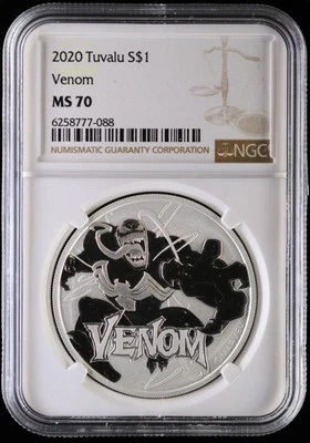 2020 Tuvalu Venom 1 oz Silver Dollar Coin NGC MS 70 | Marvel - Image 1 of 4