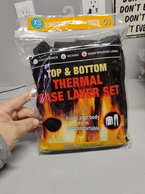 Polar Extreme Youth Extra Pequeno Tamanho 6/7 Preto 2 Peças Conjunto de Camada Base Térmica - Imagem 1 de 2