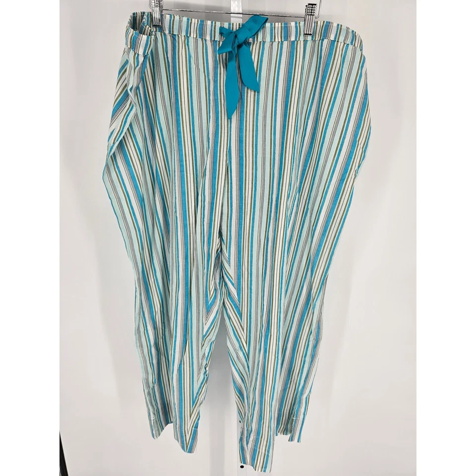 Pantalones de pijama Secret Treasures para mujer talla 2X azul dorado a rayas Foto 1 de 4