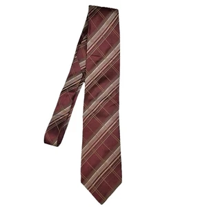 Corbata de pavo real para hombre talla única rojo borgoña a cuadros hecha a mano 100 % seda corbata formal - Imagen 1 de 6