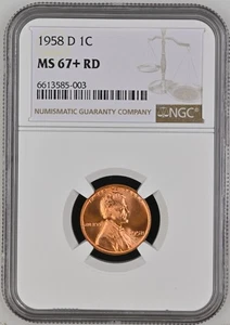 1958 D Lincoln Cent NGC MS67+ RED - Picture 1 of 3