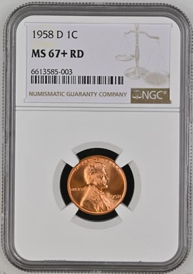 1958 D Lincoln Cent NGC MS67+ RED - Image 1 of 3