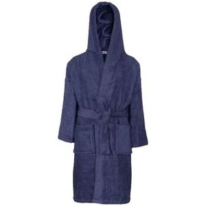 A2Z 4 Kids 100% Cotton Navy Hooded Bathrobe Terry Towel Dressing Gown Unisex - Picture 1 of 7
