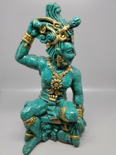 Vintage '60s Mayan God  Green Crushed Malachite Statue larger 9" Tall