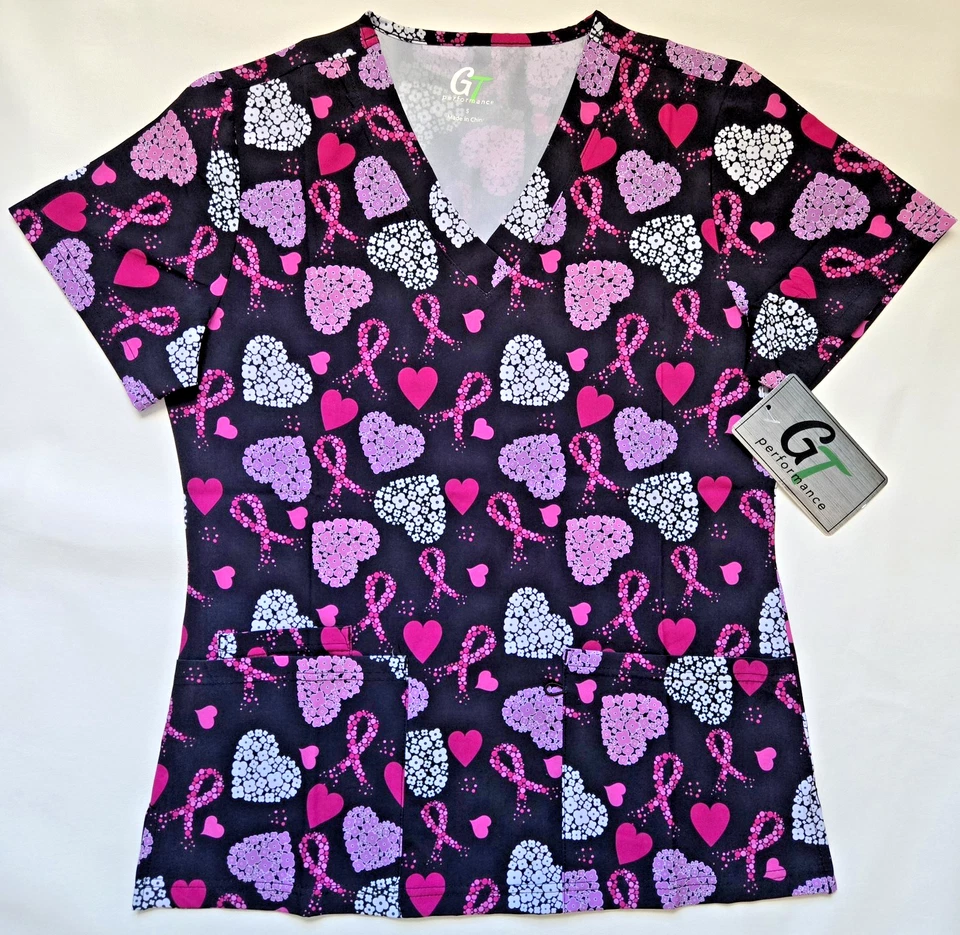 GT Performance Breast Cancer Awareness Womans Scrub Top - S - NWT - Image 1 of 1