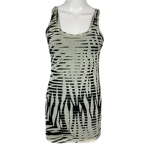 Camiseta sin mangas Fuzzi Italia para mujer talla L gris negra a rayas de tigre camisa elástica sin mangas - Imagen 1 de 8