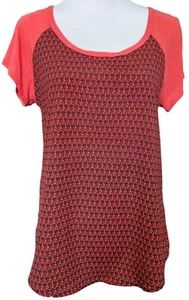 Olivia Moon Sz S Women's Scoop Neck Pullover Top Multicolor Coral - Picture 1 of 8