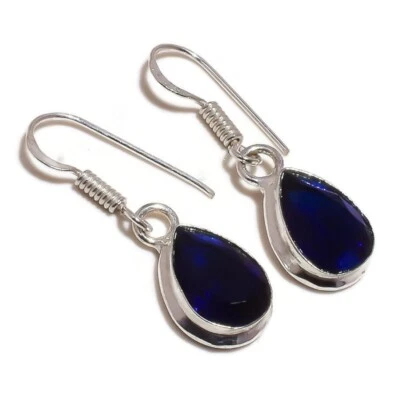 Pendientes colgantes colgantes hechos a mano con piedras preciosas de tanzanita azul real natural Foto 1 de 3