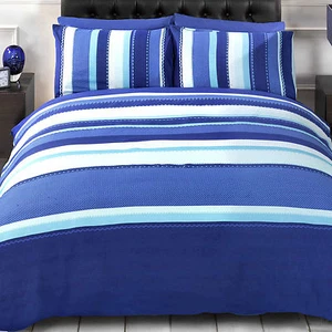 Juego de edredones a rayas azules de Detroit. Talla individual doble o king - Imagen 1 de 1