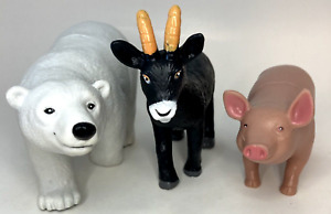 Learning Resources Plastic Toy Animals Lot of 3-Pig, Billy Goat & Polar Bear