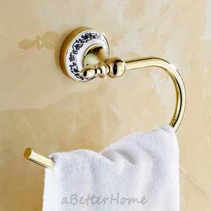 Luxury Gold Polished Brass Towel Ring Rack Hanger Wall Mount Towel Hook Holder - Picture 1 of 3