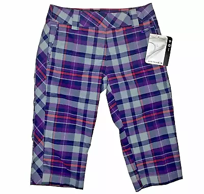 Pantalones de golf Oakley Capri TALLA 2 GOLF ALBATROS ELÁSTICOS PÚRPURA A CUADROS NUEVOS CON ETIQUETAS 28x17 Foto 1 de 4
