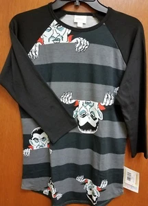 Neu mit Etikett Lularoe Randy Halloween klein schwarz und grau Dracula - Bild 1 von 5
