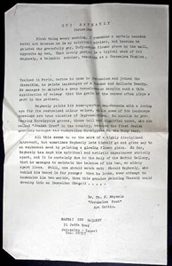 Carta antigua del crítico de arte israelí Theodore F. Meisels sobre el rabino Zvi Raphaeli - Imagen 1 de 2