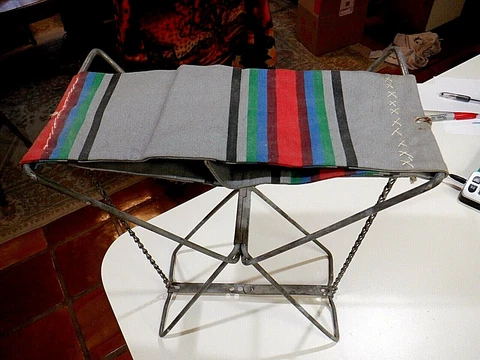 Antique Camp Stool Metal Folds to 1 1/2" Cover