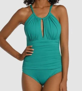 $120 La Blanca Womens Green Island Goddess High Neck One-Piece Swimsuit Size 10 - Picture 1 of 3