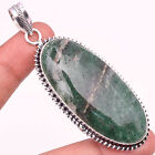 Green Aventurine Gemstone 925 Silver Ethnic Handmade Jewelry Pendant 2.56"