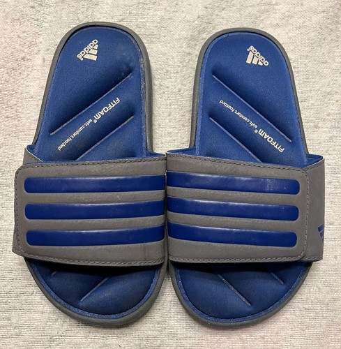 Sandali slip on blu e grigi Adidas Fitfoam taglia 11
