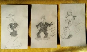 Sinbad, Popeye, Admiral Burp on Card Stock WWII Hand Drawn Pencil Art Lot  - Picture 1 of 7