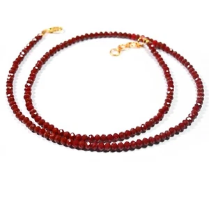 Natural Red Ruby Jade Faceted Rondelle Gemstone Beads Handmade Necklace 18" Gift - Picture 1 of 12