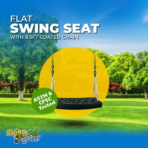 SWING SET STUFF INC. FLAT SEAT WITH 8.5 FT. COATED CHAIN (GREEN) playground 0311 - Picture 1 of 10