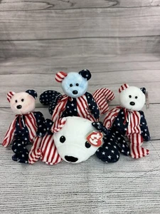 Beanie Babys SPANGLE BLAU WEISS & ROSA Bären USA Amerika Stars & Stripes 1999 - Bild 1 von 15