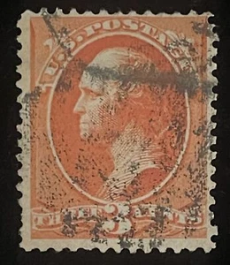 SCOTT #214 3c VERMILLION, USED, AVG+ W/ SOME SHORT PERFS; CAT $50 - Picture 1 of 1
