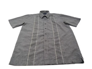George Dress Shirt Men's Medium Gray Button Up W/ Stripes Short Sleeve - Picture 1 of 7