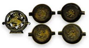 Vintage Set of 4 Rampant Lion Ashtray Stacked Brass Bronze Amalia MR Argentina - Picture 1 of 19