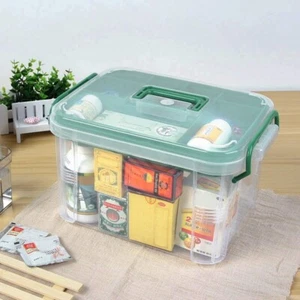 Caja Médica Primeros Auxilios con 6 Compartimentos Emergencia Transparente Kit Médico Caja - Imagen 1 de 7