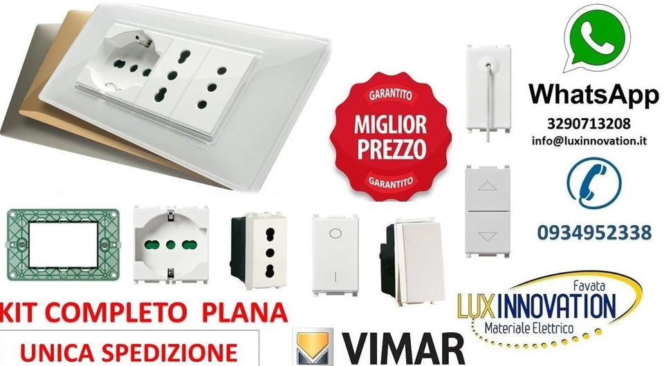 PRESE PRESA INTERRUTTORI VIMAR PLANA COMPLETA DEVIATORE INVERTITORE PULSANTE