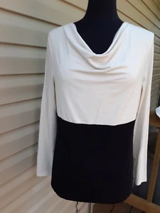 TALBOTS Women's Size L Cowl Neck L/S ColorBlock Top - Picture 1 of 6