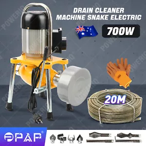 Drain Cleaner Machine Snake Electric 700W Plumbing Sewerage Pipe 66ft 20m AU - Picture 1 of 16