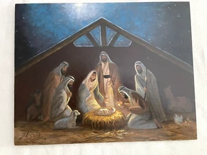 Hermosa pintura original al óleo/acrílico "Noche Santa" 11 x 14 única en su clase - Imagen 1 de 6