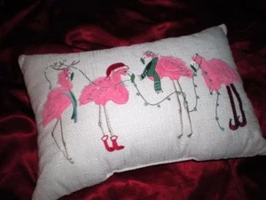 RED and WHITE TROPICAL PINK FLAMINGO SANTA HAT PILLOW 13" X 20" CHRISTMAS GIFT - Picture 1 of 11