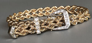 13.20k  Gold Natural Diamonds Buckle Rope Bracelet  Designer LD, 22,8 grams