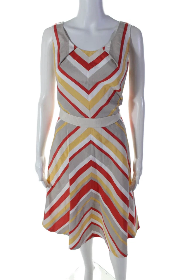Lafayette 148 New York Womens Geometric Sleeveless Dress Color-Block Size 6 - Image 1 of 4
