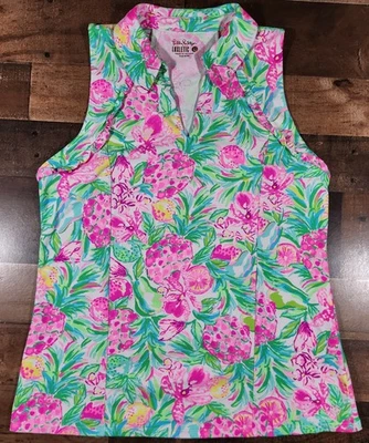 Camiseta sin mangas Lilly Pulitzer Luxletic Martina Polo para mujer grande floral Resort UPF 50+ Foto 1 de 4