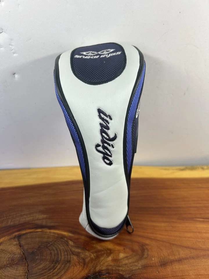 CUBIERTA DE CABEZA DE MUJER DE MADERA DE CALLE ÍNDIGO 3 OJOS DE SERPIENTE BLANCO Y AZUL Foto 1 de 4