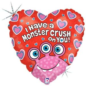 Monster Crush On You Holographic Heart Shape 18" Foil Balloon (Packaged)