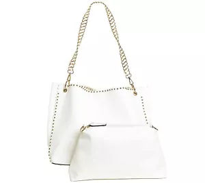 Lisi Lerch Chain Strap Tote Bag AND zip pouch - Lindsey White $100 - Picture 1 of 3
