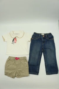 Childrens Place Circo Baby Girl Lot 3 Jeans Shorts Top Outfit Set Size 18 Months - Picture 1 of 9